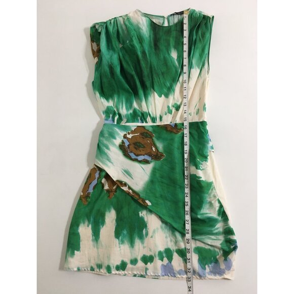 Zara NWT Size Small Green Short Abstract Tie Dye Dress - Picture 15 of 16